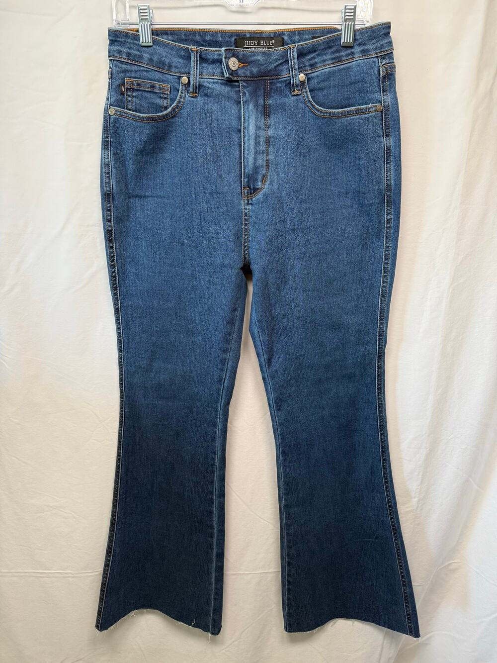 Judy Blue High Rise Flare Jeans, Raw Hem, Size 11/30